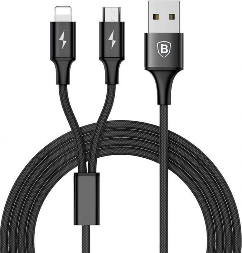 Кабель Baseus Rapid Series 2 in 1 Portable Micro USB + Lightning – USB 1.2 м 3A (BMA120_Black) Black
Кабель Baseus Rapid Series 2 in 1 Portable Micro USB + Lightning – USB 1.2 м 3A (BMA120_Black) Black