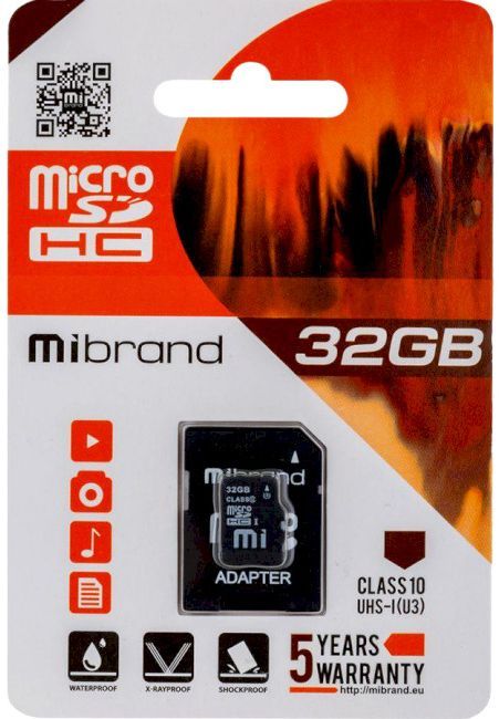 Карта пам'яті MIBRAND microSDHC 32GB UHS-I U3 Class 10 + SD-adapter (MICDHU3/32GB-A)
Карта пам'яті MIBRAND microSDHC 32GB UHS-I U3 Class 10 + SD-adapter (MICDHU3/32GB-A)
