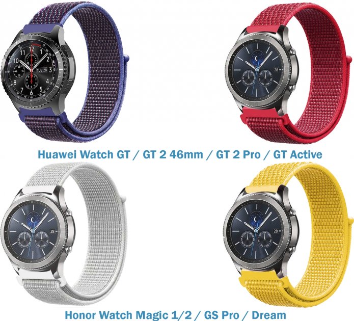 Набір ремінців 4 кольори BeCover Nylon Style для Huawei Watch GT/GT 2 46mm/GT 2 Pro/GT Active/Honor Watch Magic 1/2/GS Pro/Dream (706562) Girl
Набір ремінців 4 кольори BeCover Nylon Style для Huawei Watch GT/GT 2 46mm/GT 2 Pro/GT Active/Honor Watch Magic 1/2/GS Pro/Dream (706562) Girl