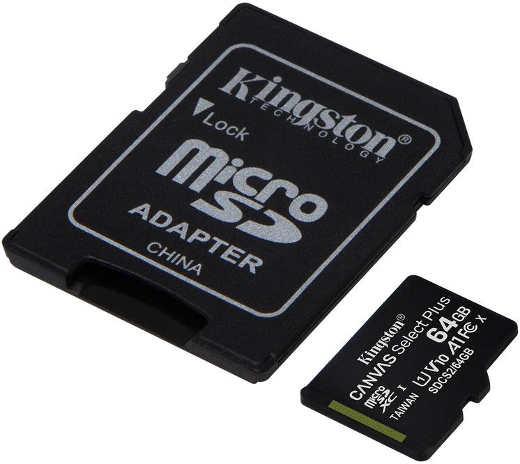 Акція на Карта пам'яті Kingston microSDXC 64GB Canvas Select Plus Class 10 UHS-I U1 V10 A1 + SD-адаптер (SDCS2/64GB) від Територія твоєї техніки - 2