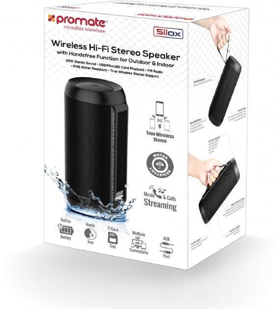 Акція на Портативна акустика Promate Silox Pro Black від Територія твоєї техніки - 8