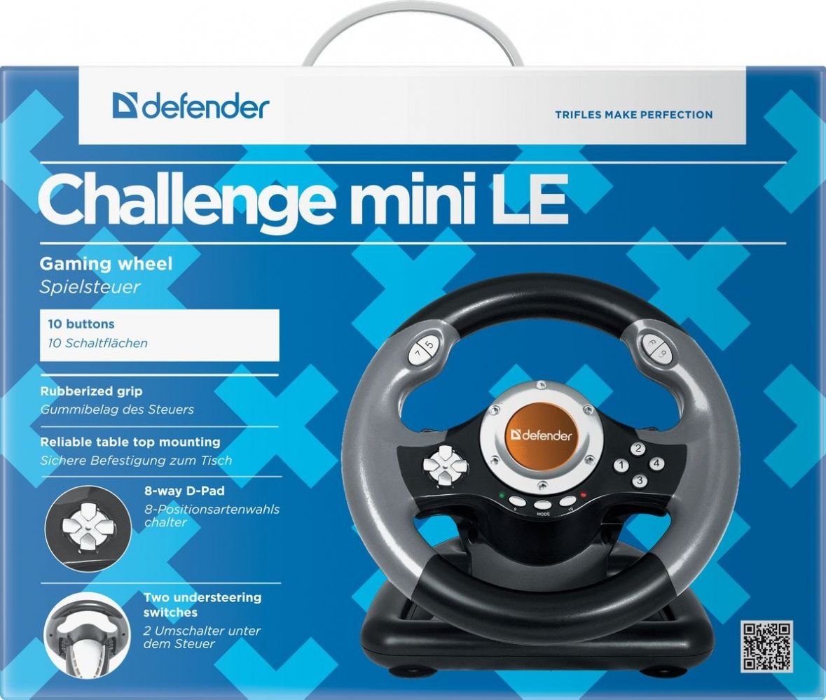 Акція на Дротове кермо Defender Challenge Mini LE PC (64351) Black від Територія твоєї техніки - 7