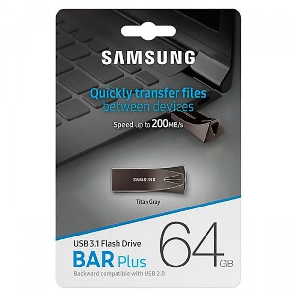 Акция на USB флеш накопичувач Samsung Bar Plus USB 3.1 64GB (MUF-64BE4/APC) Black от Територія твоєї техніки - 3