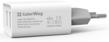 Мережевий зарядний пристрій ColorWay 2 USB AUTO ID 2.1A (10W) (CW-CHS015-WT) White - фото 3 - інтернет-магазин електроніки та побутової техніки TTT