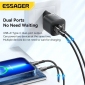 Мережевий зарядний пристрій Essager Camber 20W GaN Travel Phone Charger USB A + Type C EU (ECTAC-HMB01-P) Black  - фото 3 - інтернет-магазин електроніки та побутової техніки TTT