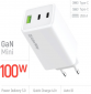 Мережевий зарядний пристрій ColorWay GaN Mini 100W PD Port PPS USB (USB-2C1A) (CW-CHS061PD-WT) White  - фото 2 - інтернет-магазин електроніки та побутової техніки TTT