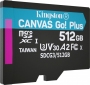 Карта памяти Kingston MicroSDXC 512GB Canvas Go! Plus Class 10 UHS-I U3 V30 A2 + SD-адаптер (SDCG3/512GB) - фото 3 - интернет-магазин электроники и бытовой техники TTT