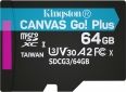 Карта памяти Kingston MicroSDXC 64GB Canvas Go! Plus Class 10 UHS-I U3 V30 A2 + SD-адаптер (SDCG3/64GB) - фото 2 - интернет-магазин электроники и бытовой техники TTT