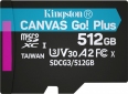 Карта памяти Kingston MicroSDXC 512GB Canvas Go! Plus Class 10 UHS-I U3 V30 A2 + SD-адаптер (SDCG3/512GB) - фото 2 - интернет-магазин электроники и бытовой техники TTT