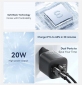Мережевий зарядний пристрій Essager Camber 20W GaN Travel Phone Charger USB A + Type C EU (ECTAC-HMB01-P) Black  - фото 7 - інтернет-магазин електроніки та побутової техніки TTT