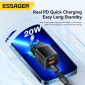Мережевий зарядний пристрій Essager Camber 20W GaN Travel Phone Charger USB A + Type C EU (ECTAC-HMB01-P) Black  - фото 4 - інтернет-магазин електроніки та побутової техніки TTT
