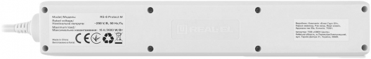 Фильтр питания Real-El RS-6 Protect M 1.8м White  - фото 2 - интернет-магазин электроники и бытовой техники TTT