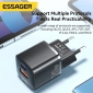 Мережевий зарядний пристрій Essager Camber 20W GaN Travel Phone Charger USB A + Type C EU (ECTAC-HMB01-P) Black  - фото 5 - інтернет-магазин електроніки та побутової техніки TTT