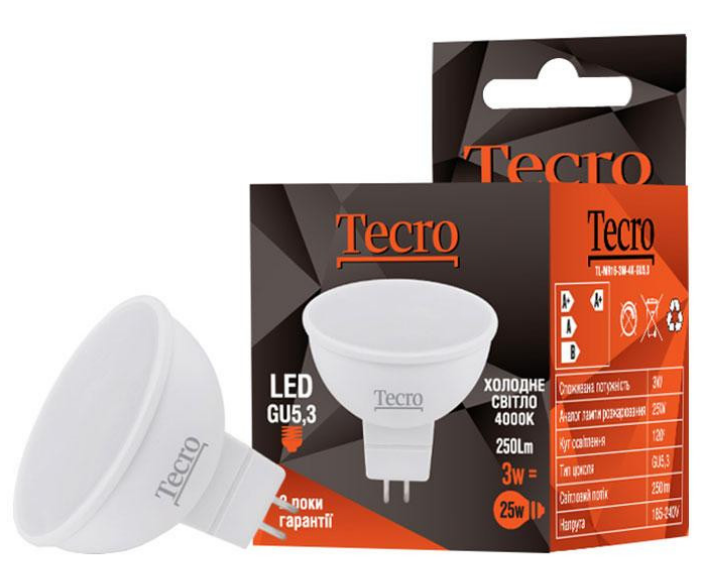 

Лампа LED Tecro TL-MR16-3W-4K-GU5.3 3W 3000K GU5.3