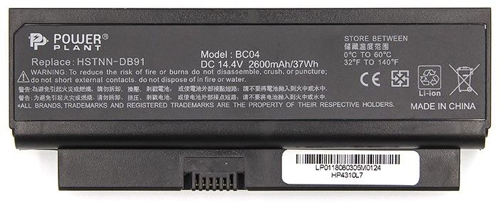 

Акумулятор PowerPlant для ноутбуков HP Probook 4310s (HSTNN-DB91, HP4310L7) 14.4V 2600mAh (NB460915)