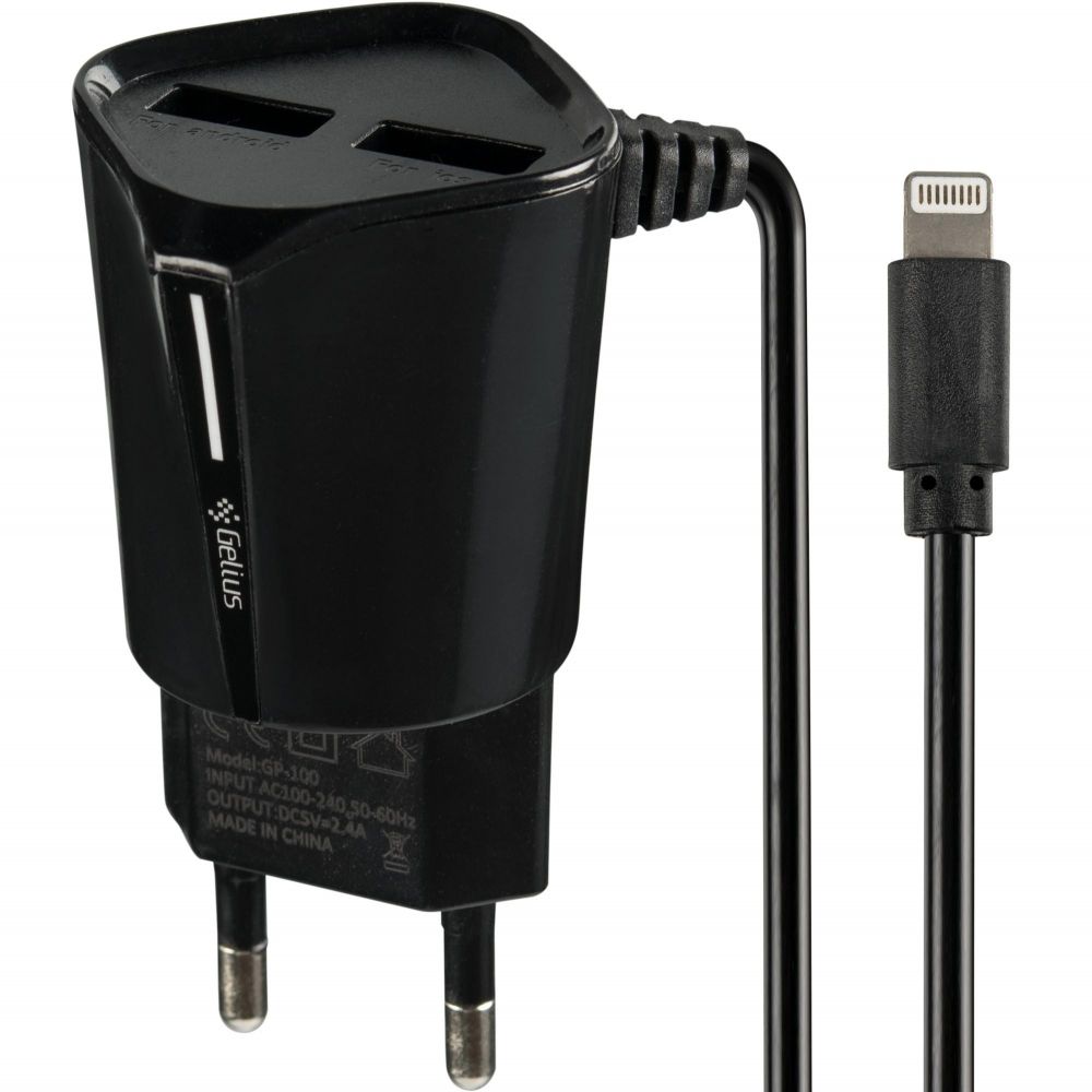 

Мережевий зарядний пристрій Gelius Pro Edition Auto ID 2USB + cable Lightning 2.4A Black
