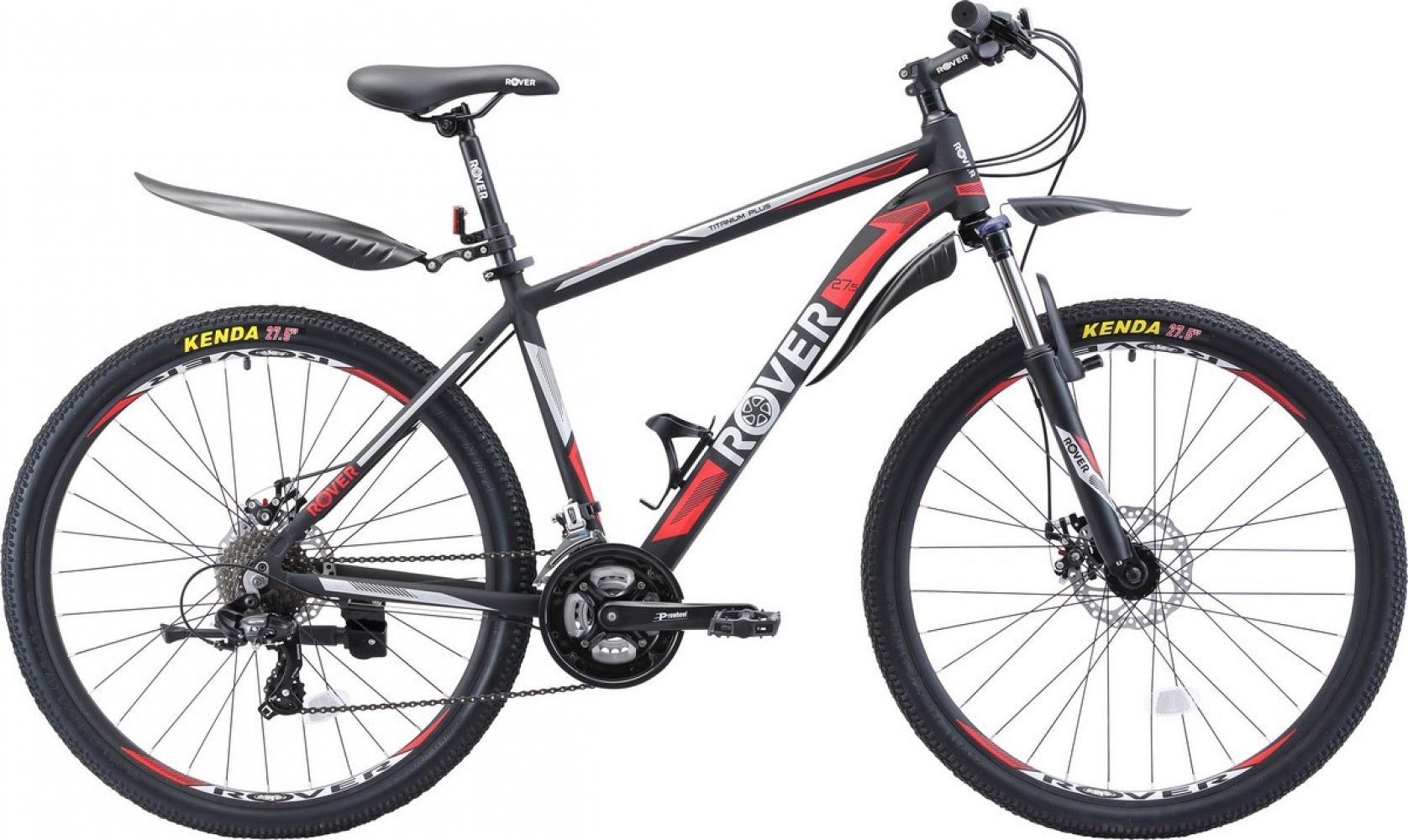 

Велосипед Rover Titanium Plus 27.5"18" 2019 Matt Black/Grey Red