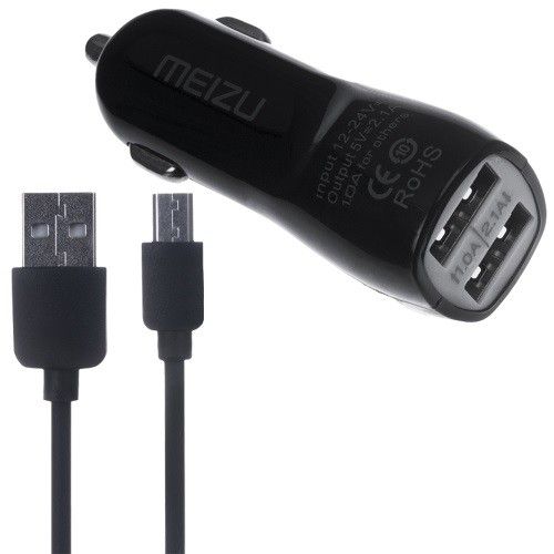 

Автомобильное зарядное устройство 2USB Meizu + cable MicroUSB 2.1A Black