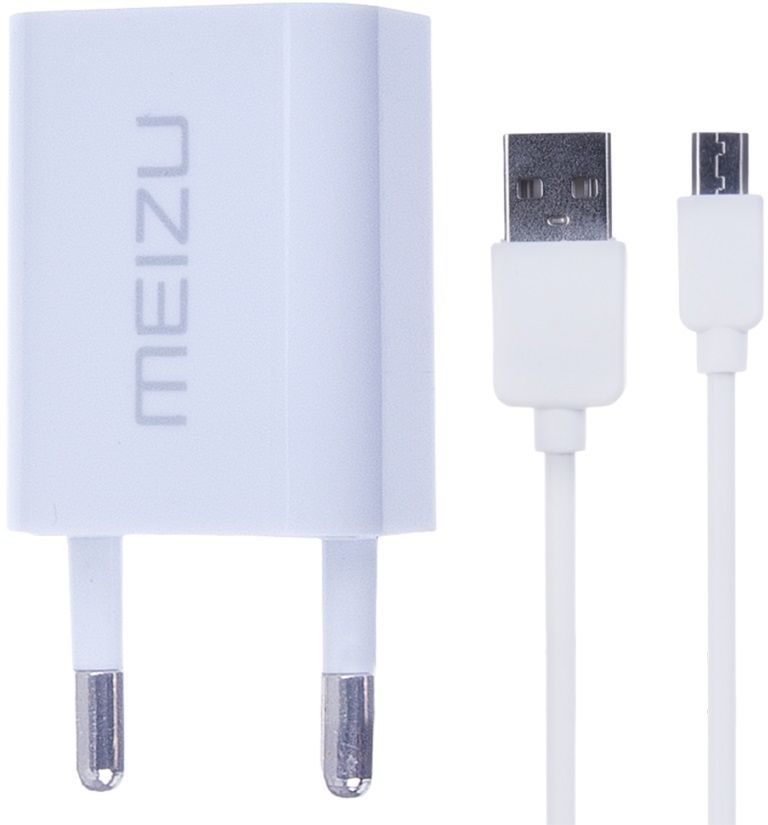 

Сетевое зарядное устройство Meizu 1.5A + кабель MicroUSB White