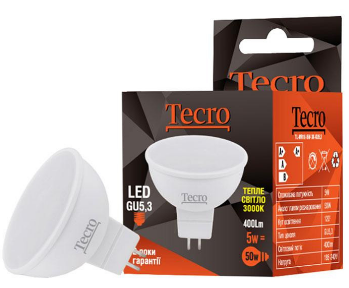 

Лампа LED Tecro TL-MR16-5W-3K-GU5.3 5W 3000K GU5.3