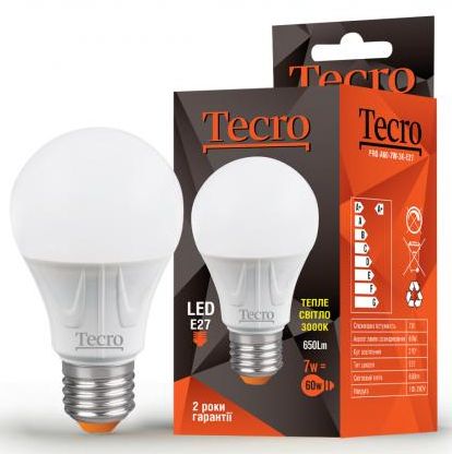 

Лампа LED Tecro PRO-A60-7W-3K-E27 7W 3000K E27