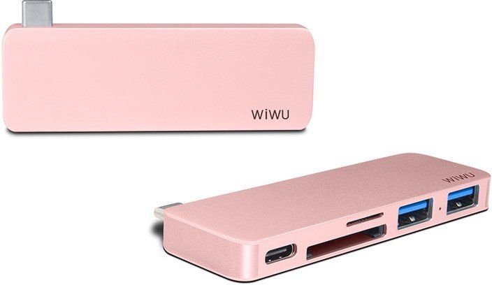 

USB-хаб WIWU Adapter T6 USB-C to USB-C+SD+2xUSB3.0 HUB (TCH6RG) Rose Gold