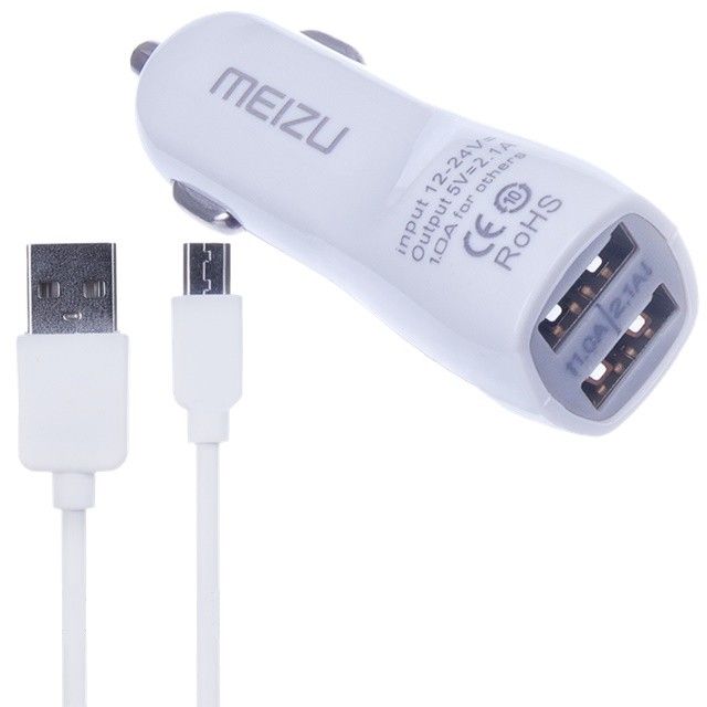 

Автомобільний зарядний пристрій 2USB Meizu + cable MicroUSB 2.1A White