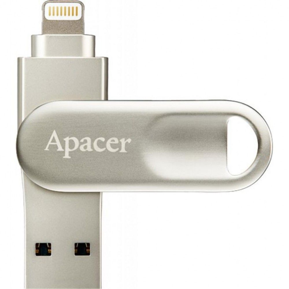 

USB флеш накопитель Apacer AH790 64GB Lightning Dual USB 3.1 Silver (AP64GAH790S-1)