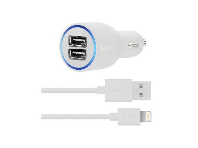 

Автомобільний зарядний пристрій BELKIN 2 USB (BK071) + Lightning cable for iPad (2.1A) White