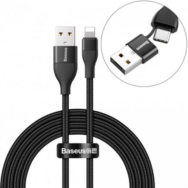 

Кабель Baseus Dual Output 2-in-1 Type-C/USB to Lightning 18W 1м (CATLYW-G01) Black