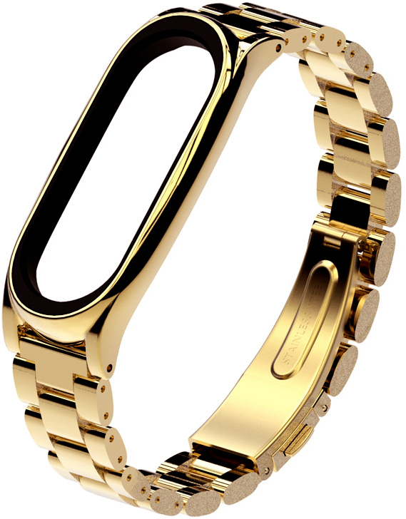 

Ремінець для Xiaomi Mi Band 3/4 Metal Gold + canvas