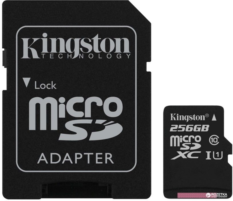 

Карта пам'яті Kingston microSDXC 256GB Canvas Select Class 10 UHS-I U1 + SD-адаптер (SDCS/256GB)