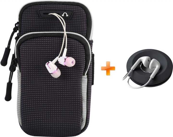 

Спортивний чохол на руку Becover BC0011 для телефона 6.5" універсальний (705344) Black-Gray + Органайзер для навушників у подарунок!