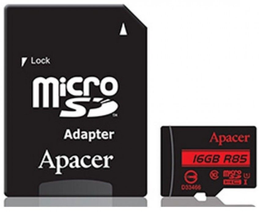 

Карта пам'яті Apacer microSDHC 16GB UHS-I U1 Class 10 (R85 MB/s) + SD-adapter (AP16GMCSH10U5-R)