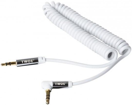 Акція на Аудіокабель AUX 2E mini-jack 3.5 мм Male - mini-jack 3.5 мм Male Right Angel Coiled 1.8 м (2E-W9653RWT) White від Територія твоєї техніки