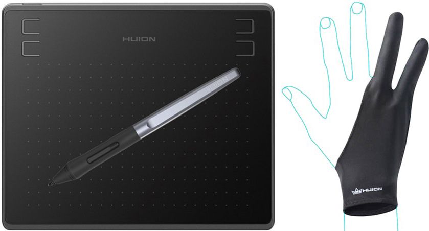Акція на Графічний планшет Huion HS64 з рукавицею від Територія твоєї техніки