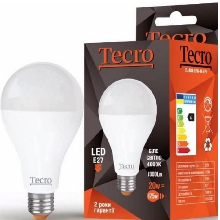 

Лампа LED Tecro TL-A80-20W-4K-E27 20W 4000K E27