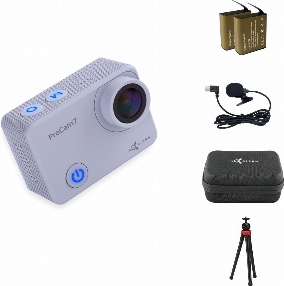 

Екшн-камера AIRON ProCam 7 Touch з аксесуарами: набір блогера 12в1 (4822356754787) Grey