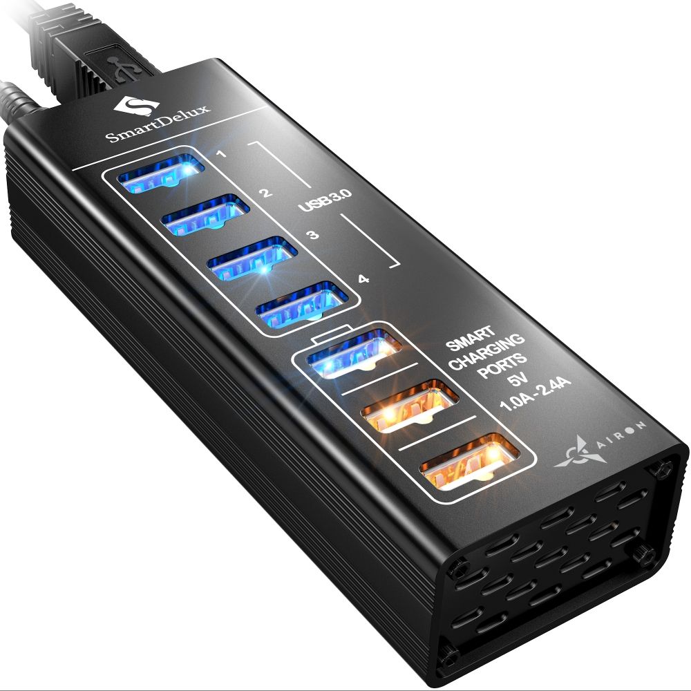 

USB-хаб AIRON SmartDelux 4-ports USB 3.0 (до 5 Гбит/сек) + 3-ports super charging (до 2.4 А)