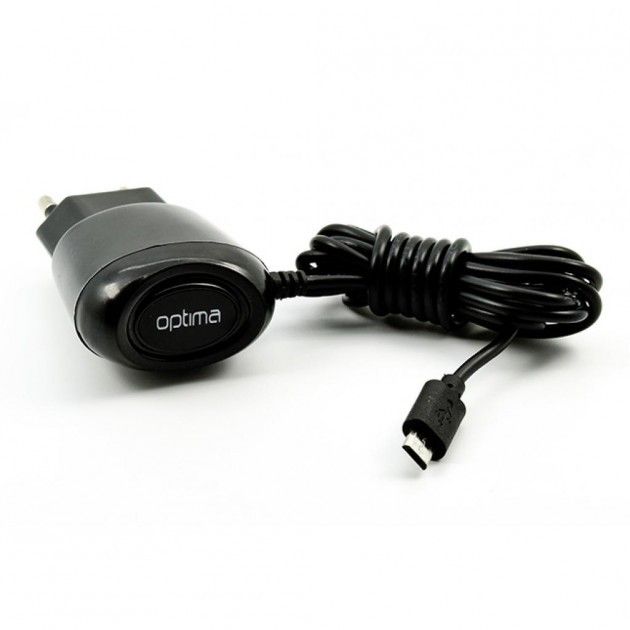 

Мережевий зарядний пристрій Optima MicroUSB (1A) Black