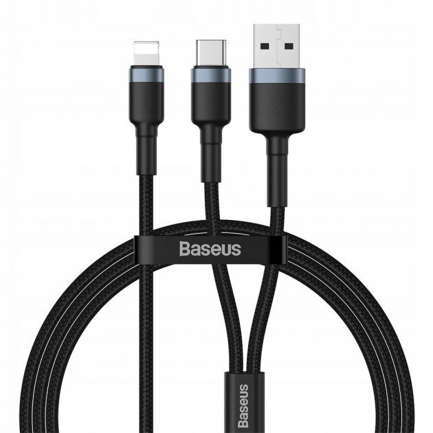 

Кабель Baseus Cafule USB+Type-C 2-in-1 PD Cable 1m (CATKLF-ELG1) Gray+Black
