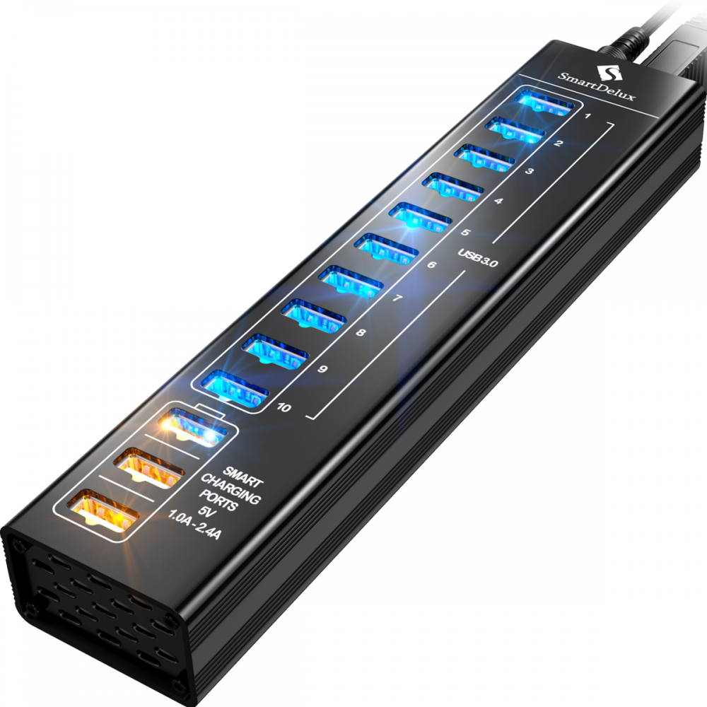 

USB-хаб SmartDelux 13-Port Aluminium USB Hub (SDU3-P10C3) Black