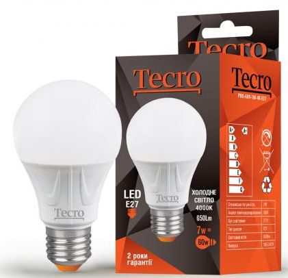 

Лампа LED Tecro PRO-A60-7W-4K-E27 7W 4000K E27