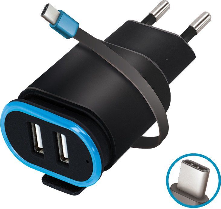 

Мережевий зарядний пристрій Forever TC-02 2xUSB 2.4A Type-C (GSM032684) Black