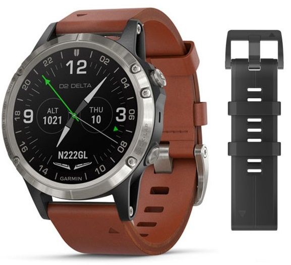 

Смарт-часы GARMIN D2 Delta Aviator Watch with Brown Leather Black Silicone Bands (010-01988-31)