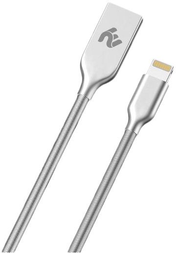 

Кабель 2E USB 2.4 Lightning Data / Charge Spring Metal 1 м (2E-CCTI36M-1S) Silver