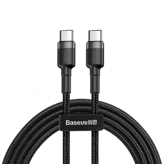 

Кабель Baseus Cafule PD2.0 USB Type-C - USB Type-C 1m (CATKLF-GG1) Gray/Black