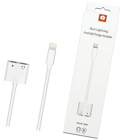 

Адаптер WUW X88 2in1 lightning to 2xLightning White
