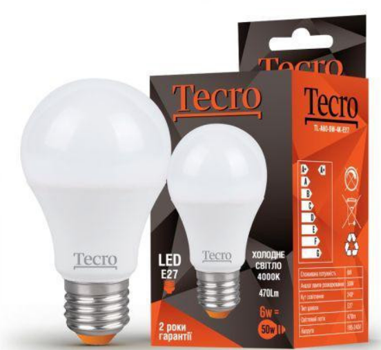 

Лампа LED Tecro TL-A60-6W-4K-E27 6W 4000K E27