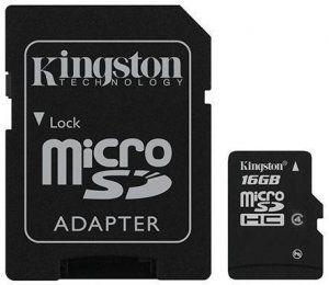 

Карта пам'яті Kingston 16 GB microSD class 4 + SD Adapter SDC4/16GB